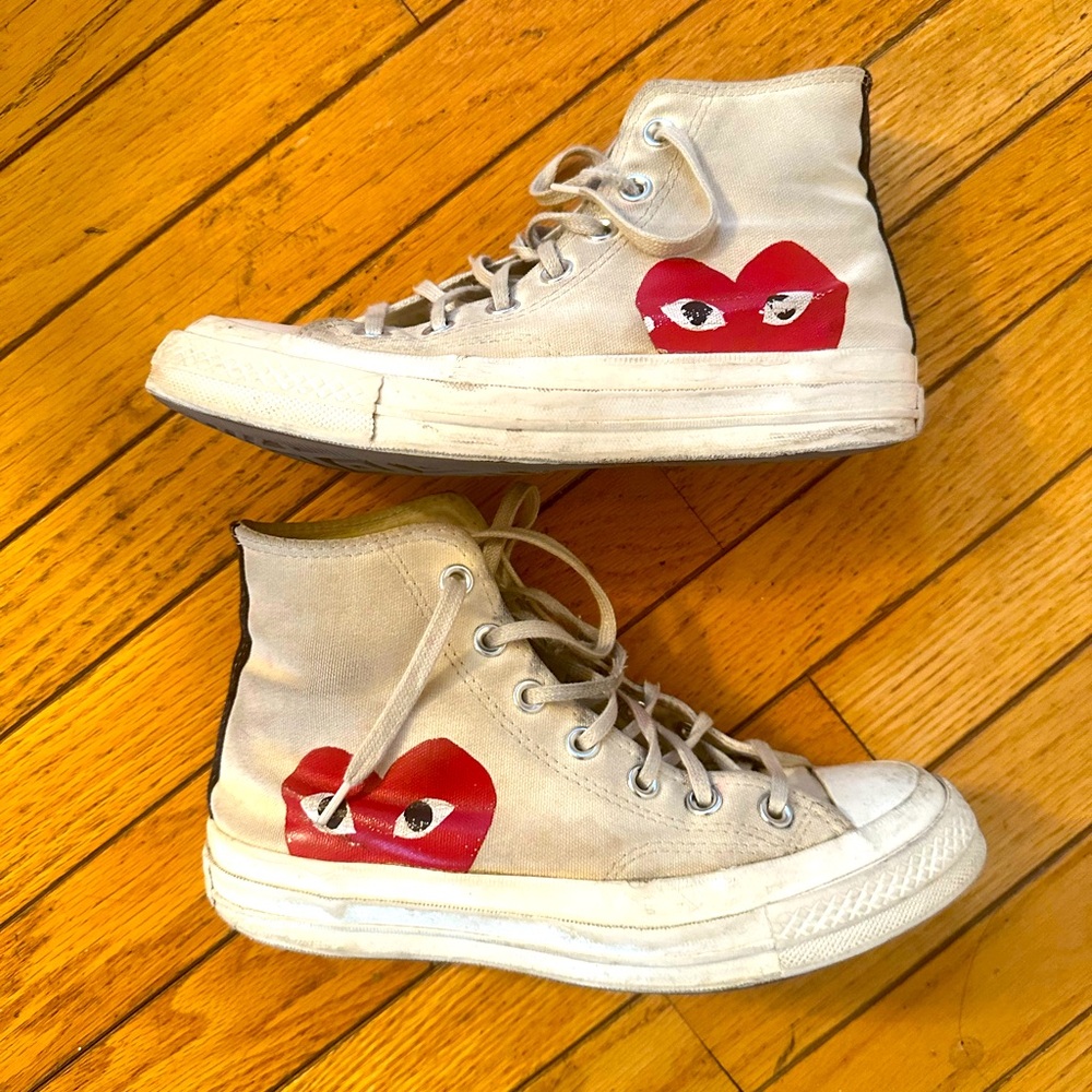 Comme Des Garçons PLAY x Converse White High Top Sneakers